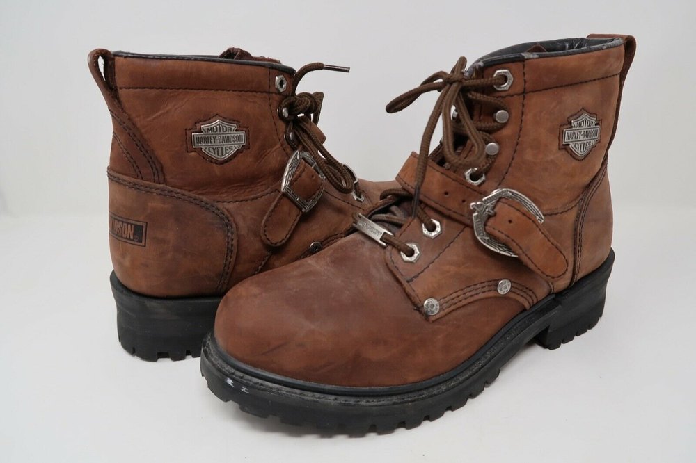Harley Davidson Womens 81025 Biker Boots Lace Up Leather Motorcycle Size 10